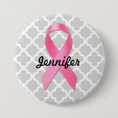 Borstkanker Awareness Ribbon Personalised Ronde Button 7,6 Cm (Voorkant)