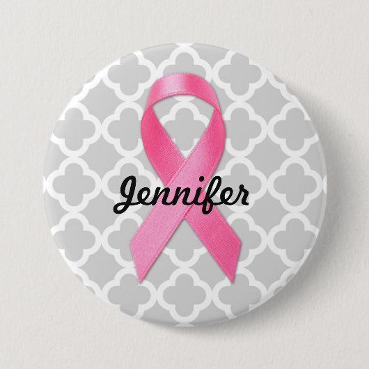 Borstkanker Awareness Ribbon Personalised Ronde Button 7,6 Cm (Voorkant)