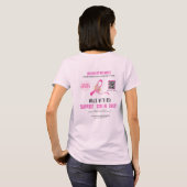 Borstkanker Awareness Ribbon QR Code Sponsor T-shirt (Achterkant volledig)