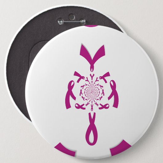 Borstkanker Awareness Ribbon Ronde Button 6,0 Cm (Voorkant /achterkant)