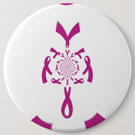 Borstkanker Awareness Ribbon Ronde Button 6,0 Cm (Voorkant)