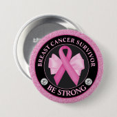 Borstkanker Awareness Ribbon Surviance Ronde Button 7,6 Cm (Voorkant /achterkant)