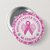 Borstkanker Awareness Ribbon Surviance Ronde Button 7,6 Cm (Voorkant /achterkant)