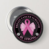 Borstkanker Awareness Ribbon Surviance Ronde Button 7,6 Cm (Voorkant /achterkant)