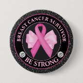 Borstkanker Awareness Ribbon Surviance Ronde Button 7,6 Cm (Voorkant)