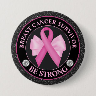 Borstkanker Awareness Ribbon Surviance Ronde Button 7,6 Cm