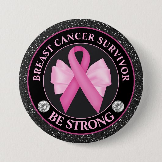 Borstkanker Awareness Ribbon Surviance Ronde Button 7,6 Cm (Voorkant)