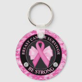 Borstkanker Awareness Ribbon Surviance Sleutelhanger (Voorkant)