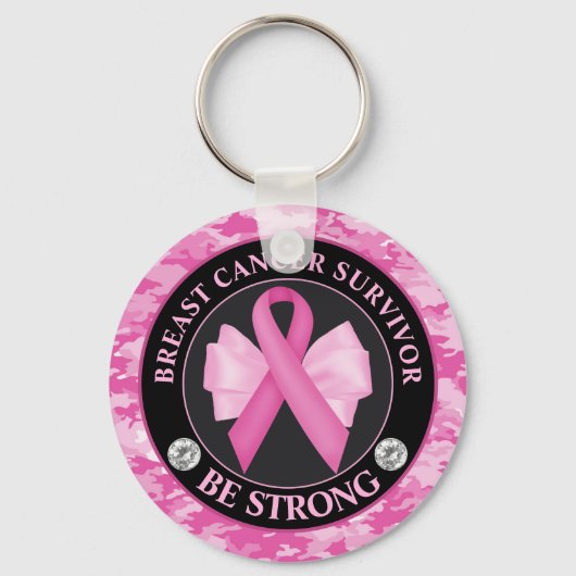 Borstkanker Awareness Ribbon Surviance Sleutelhanger (Voorkant)