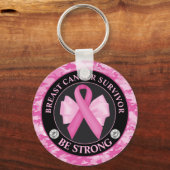 Borstkanker Awareness Ribbon Surviance Sleutelhanger (Voorkant)