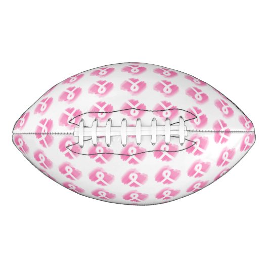 Borstkanker Awareness Ribbon Waterverf American Football (Voorkant)