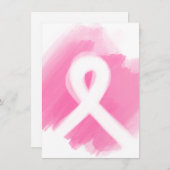 Borstkanker Awareness Ribbon Waterverf Bedankkaart (Voorkant / Achterkant)