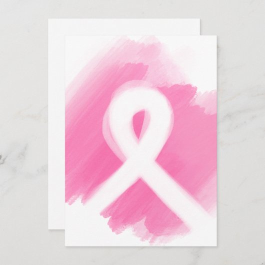 Borstkanker Awareness Ribbon Waterverf Bedankkaart (Voorkant / Achterkant)