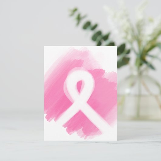 Borstkanker Awareness Ribbon Waterverf Bedankkaart (Staand voorkant)