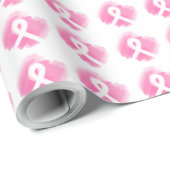 Borstkanker Awareness Ribbon Waterverf Cadeaupapier (Rol Hoek)