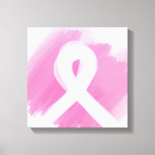 Borstkanker Awareness Ribbon Waterverf Canvas Afdruk