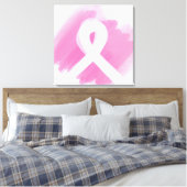 Borstkanker Awareness Ribbon Waterverf Canvas Afdruk (Insitu (Slaapkamer))