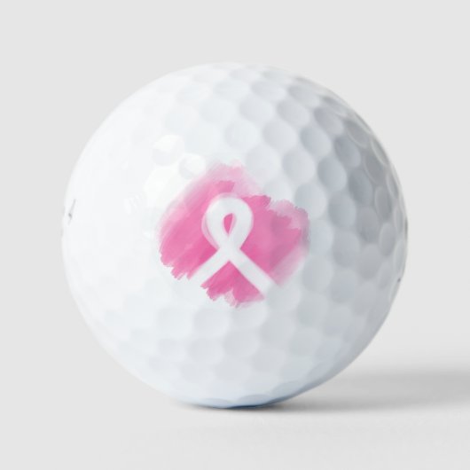 Borstkanker Awareness Ribbon Waterverf Golfballen (Voorkant)