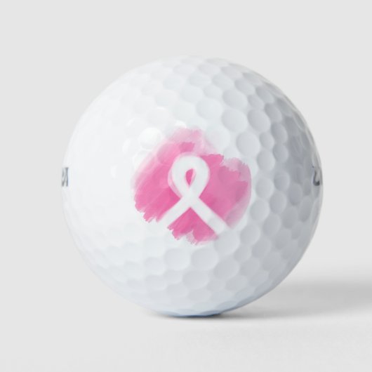 Borstkanker Awareness Ribbon Waterverf Golfballen (Voorkant)