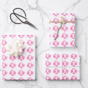 Borstkanker Awareness Ribbon Waterverf Inpakpapier Vel