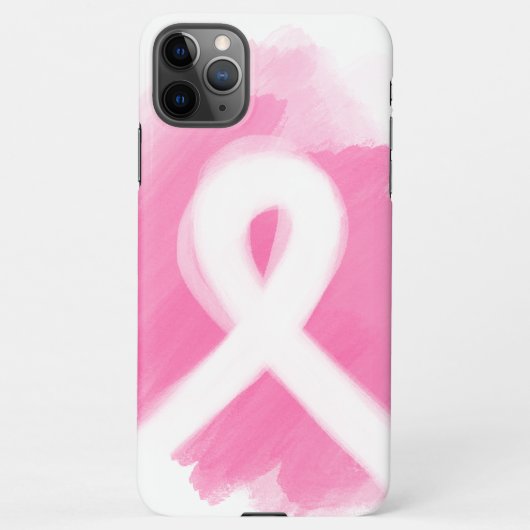 Borstkanker Awareness Ribbon Waterverf iPhone Hoesje (Achterkant)