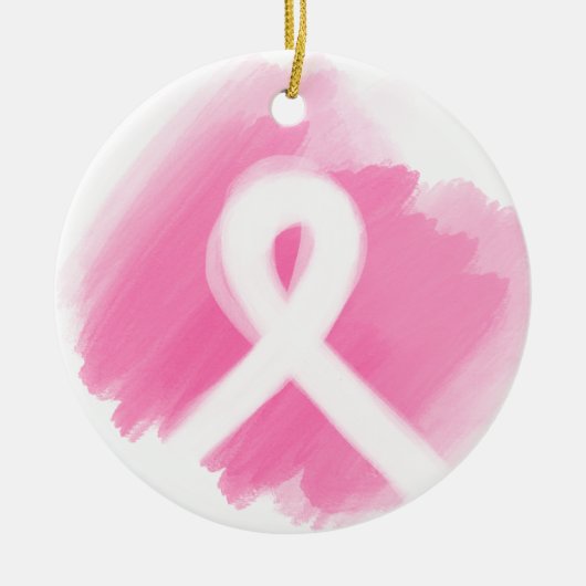 Borstkanker Awareness Ribbon Waterverf  Keramisch Ornament (Voorkant)