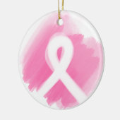Borstkanker Awareness Ribbon Waterverf  Keramisch Ornament (Links)