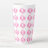 Borstkanker Awareness Ribbon Waterverf Latte Mok (Voorkant)