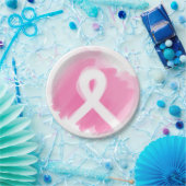 Borstkanker Awareness Ribbon Waterverf  Papieren Bordje (Feest)