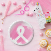 Borstkanker Awareness Ribbon Waterverf  Papieren Bordje (Feest)