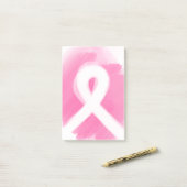 Borstkanker Awareness Ribbon Waterverf Post-it® Notes (Op bureau)