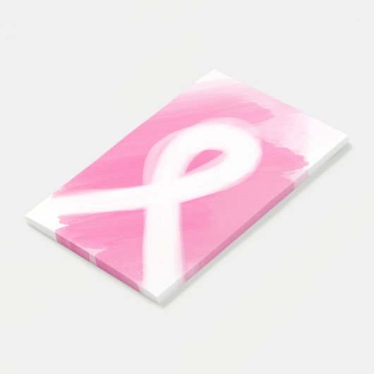 Borstkanker Awareness Ribbon Waterverf Post-it® Notes (Schuin)