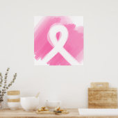 Borstkanker Awareness Ribbon Waterverf Poster (Keuken)