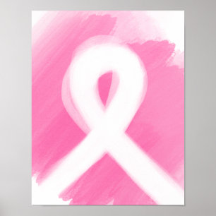 Borstkanker Awareness Ribbon Waterverf Poster