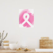 Borstkanker Awareness Ribbon Waterverf Poster (Keuken)