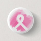 Borstkanker Awareness Ribbon Waterverf Ronde Button 3,2 Cm (Voorkant)