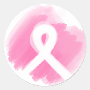Borstkanker Awareness Ribbon Waterverf Ronde Sticker