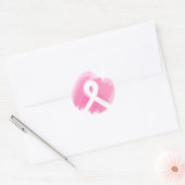 Borstkanker Awareness Ribbon Waterverf Ronde Sticker (Envelop)