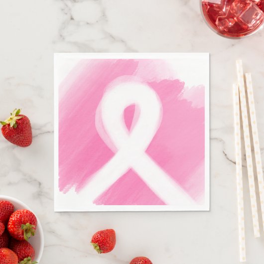 Borstkanker Awareness Ribbon Waterverf Servet (Insitu)