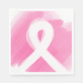 Borstkanker Awareness Ribbon Waterverf Servet (Voorkant)