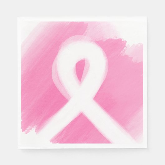 Borstkanker Awareness Ribbon Waterverf Servet (Voorkant)