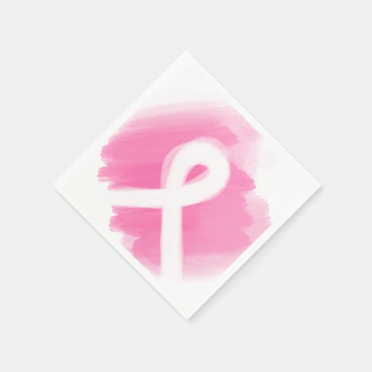 Borstkanker Awareness Ribbon Waterverf Servet (Hoek)