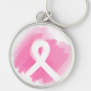 Borstkanker Awareness Ribbon Waterverf Sleutelhanger