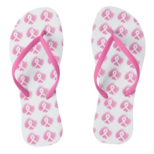 Borstkanker Awareness Ribbon Waterverf Teenslippers (Voetbed)