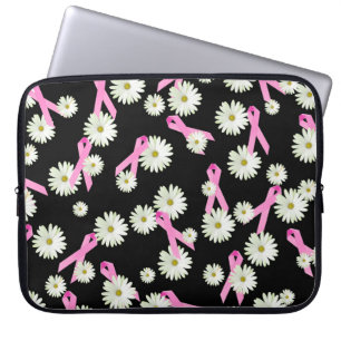 Borstkanker Awareness Ribbons and Daisies Laptop Sleeve
