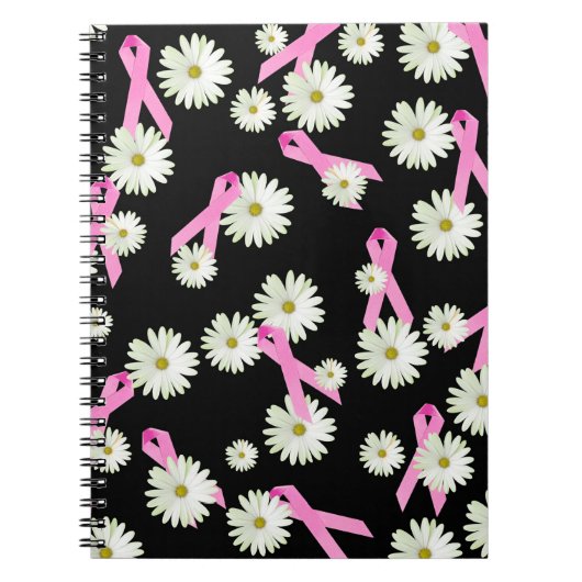 Borstkanker Awareness Ribbons and Daisies Notitieboek (Voorkant)