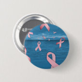 Borstkanker Awareness Ribbons in Sky Ronde Button 5,7 Cm (Voorkant /achterkant)