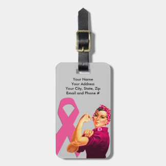Borstkanker Awareness Rosie the Riveter Bagagelabel
