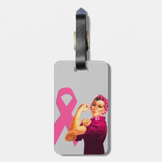 Borstkanker Awareness Rosie the Riveter Bagagelabel (Achterkant verticaal)