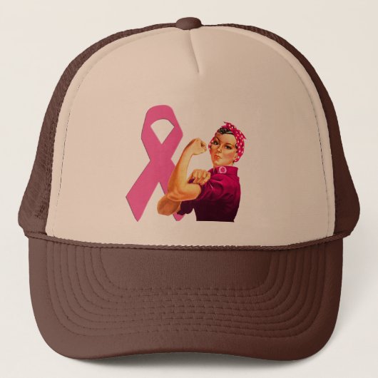 Borstkanker Awareness Rosie the Riveter Trucker Pet (Voorkant)
